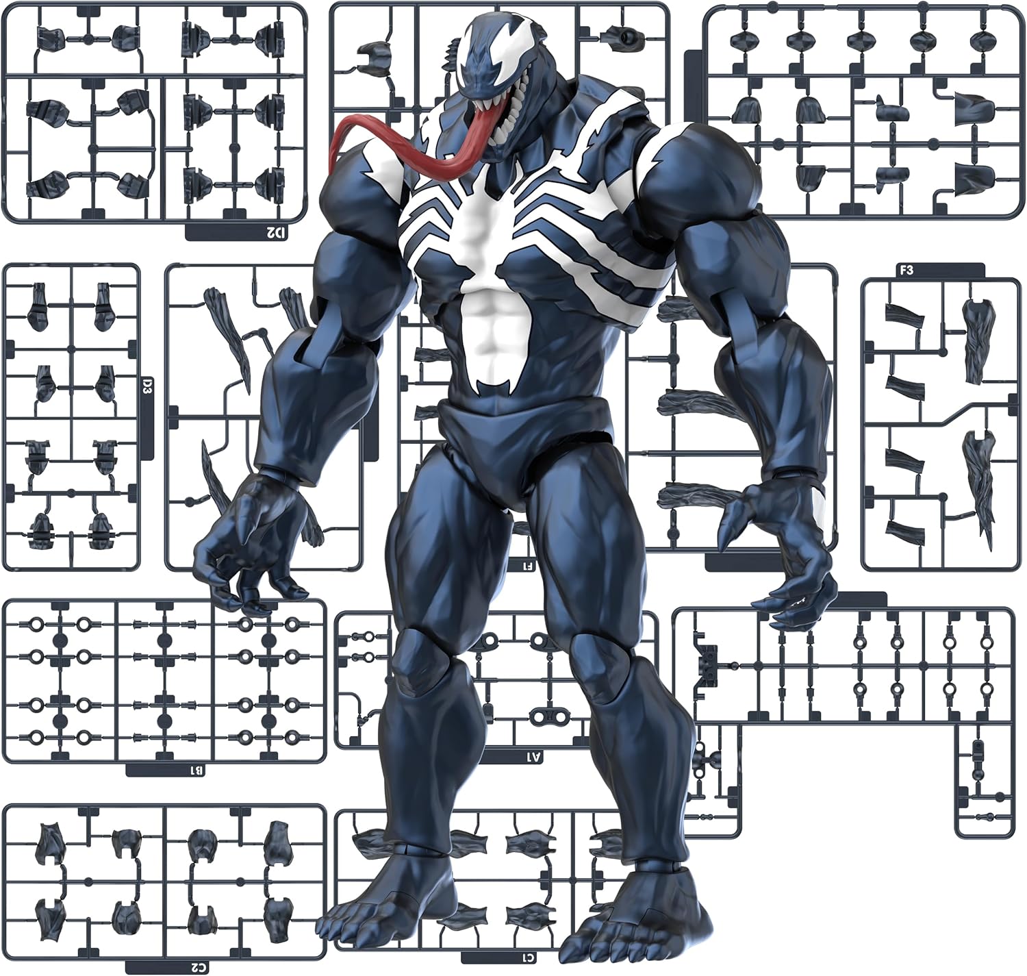 BLOKEES Champion Class - Marvel Rivals - Venom - 185 Pieces Model Kit - 6 Inch - 90 Points of Articulation - Assembly Required - No Tools - No Cutting - No Glue - No Paint - Age 14+